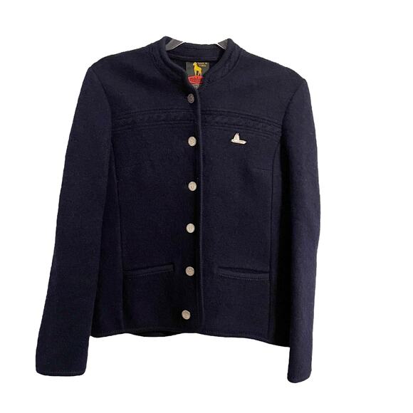 Steinbock Austria Sport Wool Jacket Coat Vintage Navy Blue Women's Size 40 / M - Picture 1 of 6